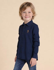 USPA Kids Boys Solid Regular Fit Shirt (UKSHT1903_Indigo_4-5 Years)