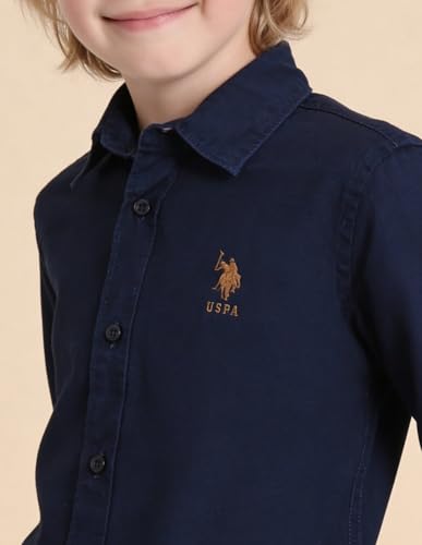 USPA Kids Boys Solid Regular Fit Shirt (UKSHT1903_Indigo_4-5 Years)