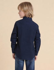 USPA Kids Boys Solid Regular Fit Shirt (UKSHT1903_Indigo_4-5 Years)