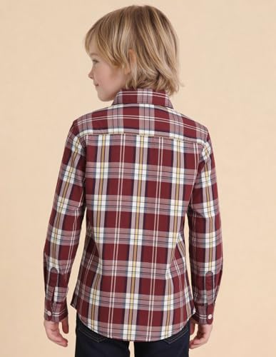 USPA Kids Boys Twill Plaid Checked Shirt (UKSHT1916_Maroon_13-14 Years)