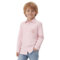 USPA Kids Boys Vertical Striped Oxford Shirt (UKSHT1931_Pink_6-7 Years)