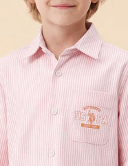 USPA Kids Boys Vertical Striped Oxford Shirt (UKSHT1931_Pink_6-7 Years)