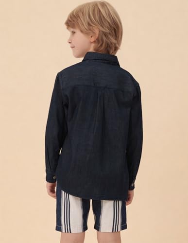 USPA Kids Boys Solid Twill Weave Shirt (UKSHT1960_Indigo_2-3 Y)