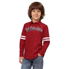 USPA Kids Boys Brand Printed Oxford Shirt (UKSHT1968_Red_6-7 Years)