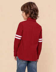 USPA Kids Boys Brand Printed Oxford Shirt (UKSHT1968_Red_6-7 Years)