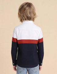 USPA Kids Boys Colorblocked Brand Embroidered Oxford Shirt (UKSHT2017_White_6-7 Years)