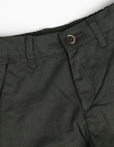 USPA Kids Boys Mid Rise Twill Trousers (UKTRO0292_Olive_13-14 Years)