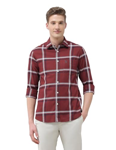 U.S. Polo Association men's windowpane checked New Port Marina casual shirt, front view, lightweight fabric, classic pattern.