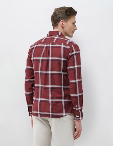 U.S. Polo Association men's New Port Marina casual shirt with windowpane check pattern, long sleeves, and button-down collar.