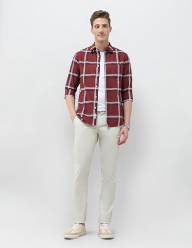 U.S.Polo Association men's windowpane checked New Port Marina casual shirt with button-up front and long sleeves.