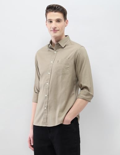 U.S.Polo Association men's New Port Marina casual shirt in regular fit, displayed on a hanger, navy blue color with collar and button details.