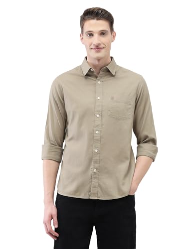 U.S.Polo Association men's New Port Marina regular fit casual shirt, light-colored fabric, collar and button front, displayed on a hanger.