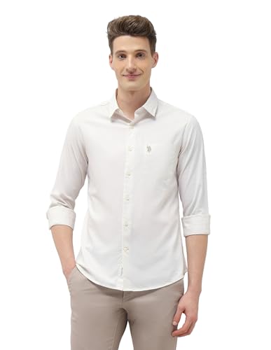 U.S. Polo Association men's Casa De Campo regular fit casual shirt in light fabric, displayed flat with collar and button details.