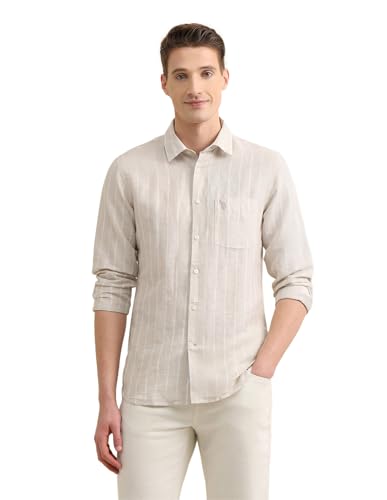 U.S.Polo Association men's vertical striped Sotogrande casual shirt with regular fit, displayed on a hanger.