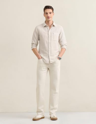 U.S.Polo Association men's vertical striped Sotogrande casual shirt with regular fit, featuring a classic collar and button front.