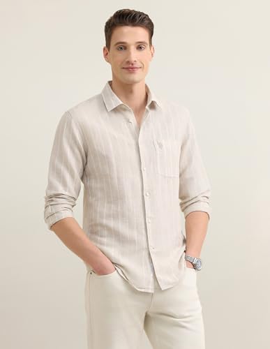 U.S.Polo Association men's vertical striped Sotogrande casual shirt in regular fit, lightweight fabric, visible front design and collar