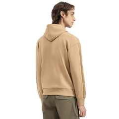 United Colors of Benetton Boxy Fit Hooded Neck Embossed Tape Scuba Sweatshirt -25A3P19J3072IMK1 (Size : 2XL) Beige