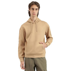 United Colors of Benetton Boxy Fit Hooded Neck Embossed Tape Scuba Sweatshirt -25A3P19J3072IMK1 (Size : 2XL) Beige