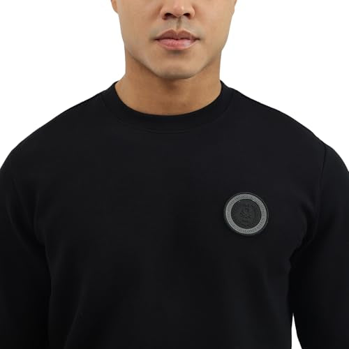 United Colors of Benetton Men's Cotton Blend Crew Neck Sweatshirts (25A3E59J3867I100_Black