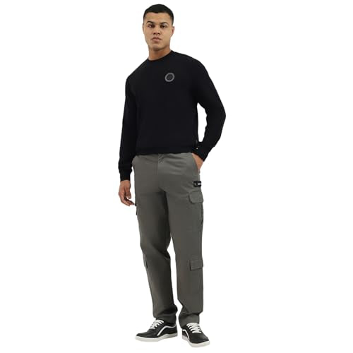 United Colors of Benetton Men's Cotton Blend Crew Neck Sweatshirts (25A3E59J3867I100_Black