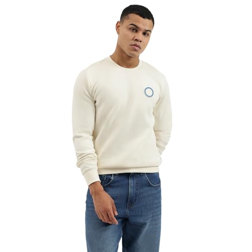United Colors of Benetton Men's Cotton Blend Crew Neck Sweatshirts (25A3E59J3867IPK1_Off White