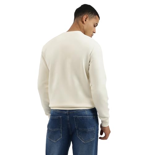 United Colors of Benetton Men's Cotton Blend Crew Neck Sweatshirts (25A3E59J3867IPK1_Off White