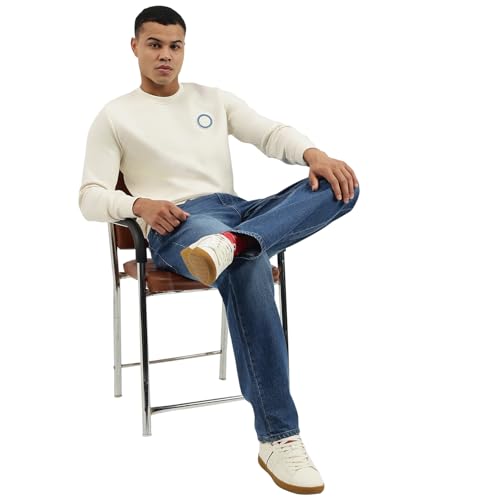 United Colors of Benetton Men's Cotton Blend Crew Neck Sweatshirts (25A3E59J3867IPK1_Off White