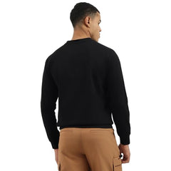 United Colors of Benetton Regular Fit Crew Neck Solid Tex Transfer Interlock Sweatshirt (Size: XXL)-25A3E59J3074I100 Black