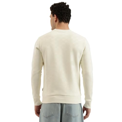 United Colors of Benetton Men's Geometric Regular Fit Sweatshirts (25A3PLRJ3574I074_Off White