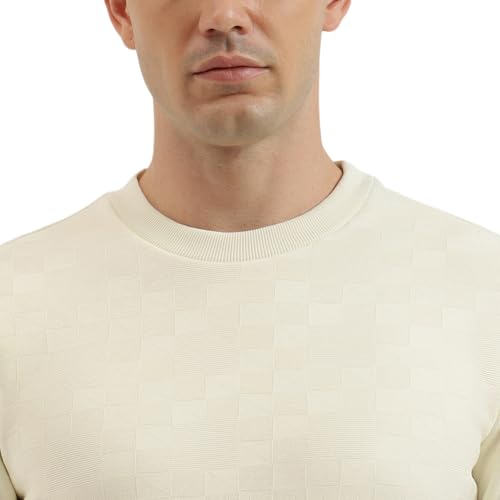 United Colors of Benetton Men's Geometric Regular Fit Sweatshirts (25A3PLRJ3574I074_Off White