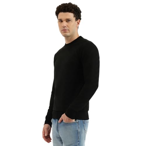 United Colors of Benetton Regular Fit Crew Neck Geometric Classic Polar Lining Sweatshirt - 25A3PLRJ3574I100 (Size : 2XL) Black