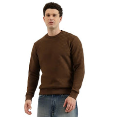 United Colors of Benetton Regular Fit Crew Neck Geometric Classic Polar Lining Sweatshirt - 25A3PLRJ3574IDC1 (Size : M) Brown
