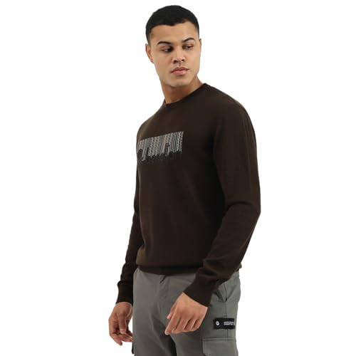 United Colors of Benetton Men's Cotton Crew Neck Sweater (25A10PTK1137I901_Brown