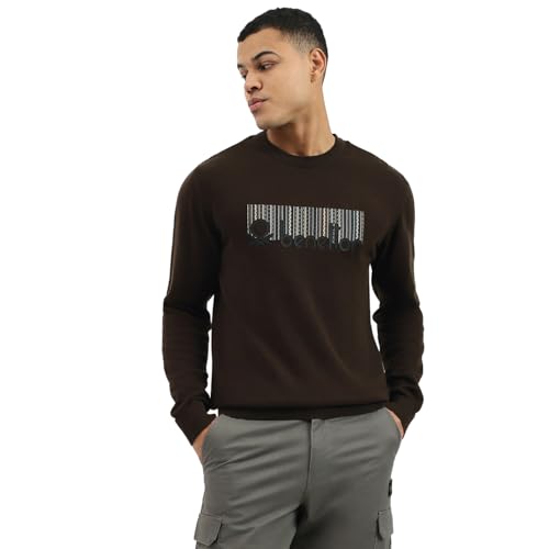 United Colors of Benetton Men's Cotton Crew Neck Sweater (25A10PTK1137I901_Brown