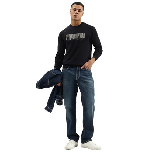 United Colors of Benetton Men Cotton Crew Neck Sweater (25A10PTK1137IN22_Blue