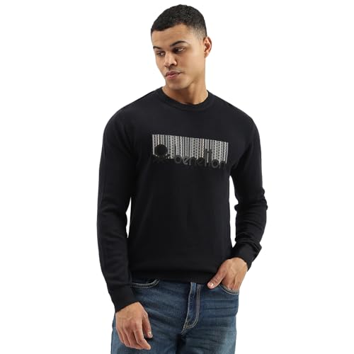 United Colors of Benetton Men Cotton Crew Neck Sweater (25A10PTK1137IN22_Blue