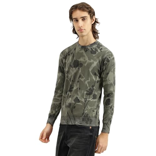 United Colors of Benetton Men's Cotton Crew Neck Sweater (25A10CRK1138I901_Olive