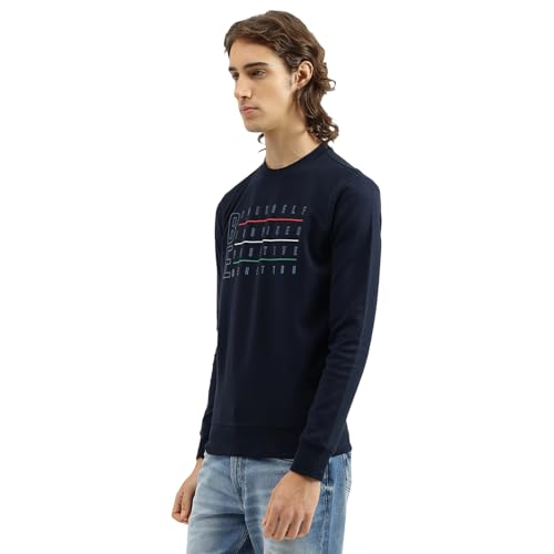 United Colors of Benetton Regular Fit Crew Neck Printed Outline Transfer Sweatshirt (Size: XXL)-25A3P59J5766IN22 Blue