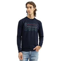 United Colors of Benetton Regular Fit Crew Neck Printed Outline Transfer Sweatshirt (Size: XXL)-25A3P59J5766IN22 Blue