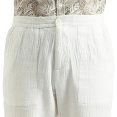United Colors of Benetton Comfort Fit Solid Mid Rise Shorts (Size: 36) - 26P4DCSB0001I901 White