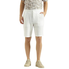 United Colors of Benetton Comfort Fit Solid Mid Rise Shorts (Size: 36) - 26P4DCSB0001I901 White