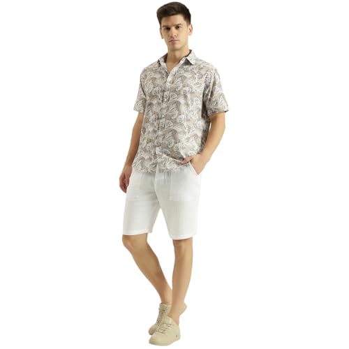 United Colors of Benetton Comfort Fit Solid Mid Rise Shorts (Size: 36) - 26P4DCSB0001I901 White
