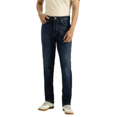 United Colors of Benetton washed straight fit men's jeans, showing distressed denim texture and classic five-pocket design.