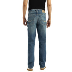 United Colors of Benetton washed straight fit men's jeans showing front view with classic five-pocket design