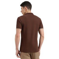 United Colors of Benetton Regular Fit Polo Neck Solid T-Shirt (Size : 2XL) - 26P3E79J7777IDC2 Brown