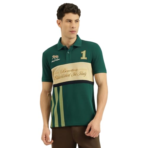 United Colors of Benetton Relaxed Fit Polo Neck Striped T-Shirt