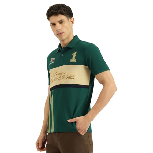 United Colors of Benetton Relaxed Fit Polo Neck Striped T-Shirt
