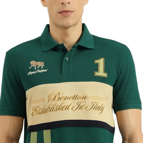 United Colors of Benetton Relaxed Fit Polo Neck Striped T-Shirt