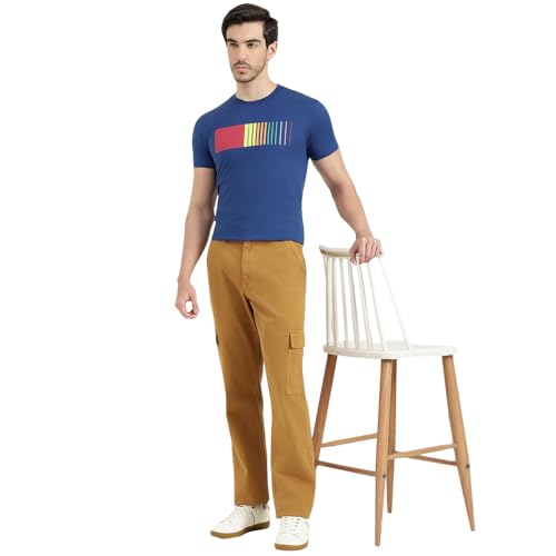 United Colors of Benetton Regular Fit Round Neck Printed T-Shirt (Size : 2XL) - 26P3ZSTJ3517IBT2 Blue