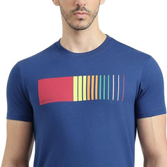 United Colors of Benetton Regular Fit Round Neck Printed T-Shirt (Size : 2XL) - 26P3ZSTJ3517IBT2 Blue